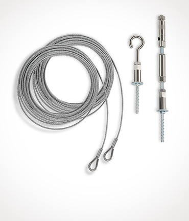 aixFOAM onestring/twostring wiresystem til montering af lydabsorbenter