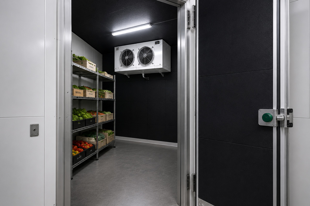 Industrielt kølerum med aixFOAM Technics-isolering